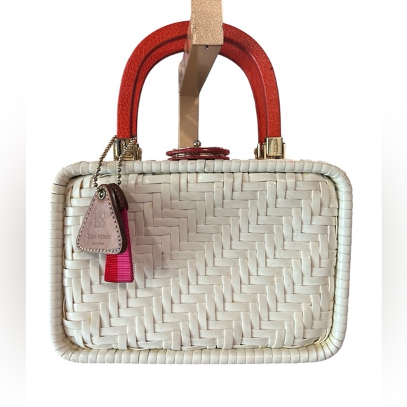 Kate Spade Cream and Brown Satchel with Woven Texture - Picture 11 of 13